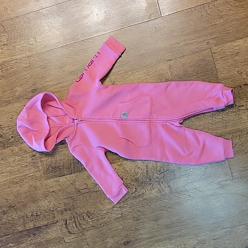 Baby Carhartt pink coverall fleece onsie
